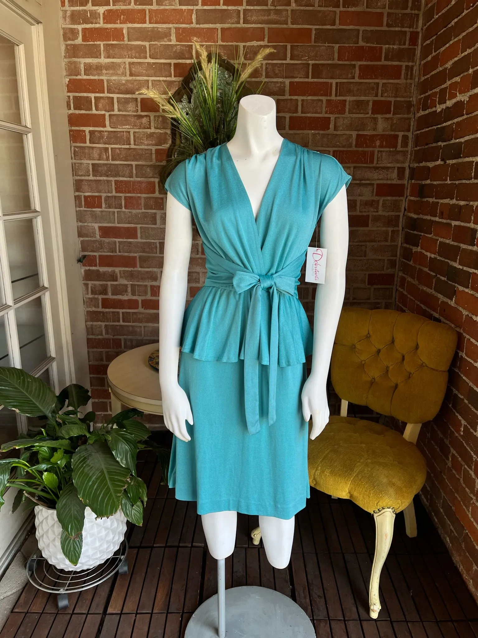 1970s Seafoam Jersey Dress