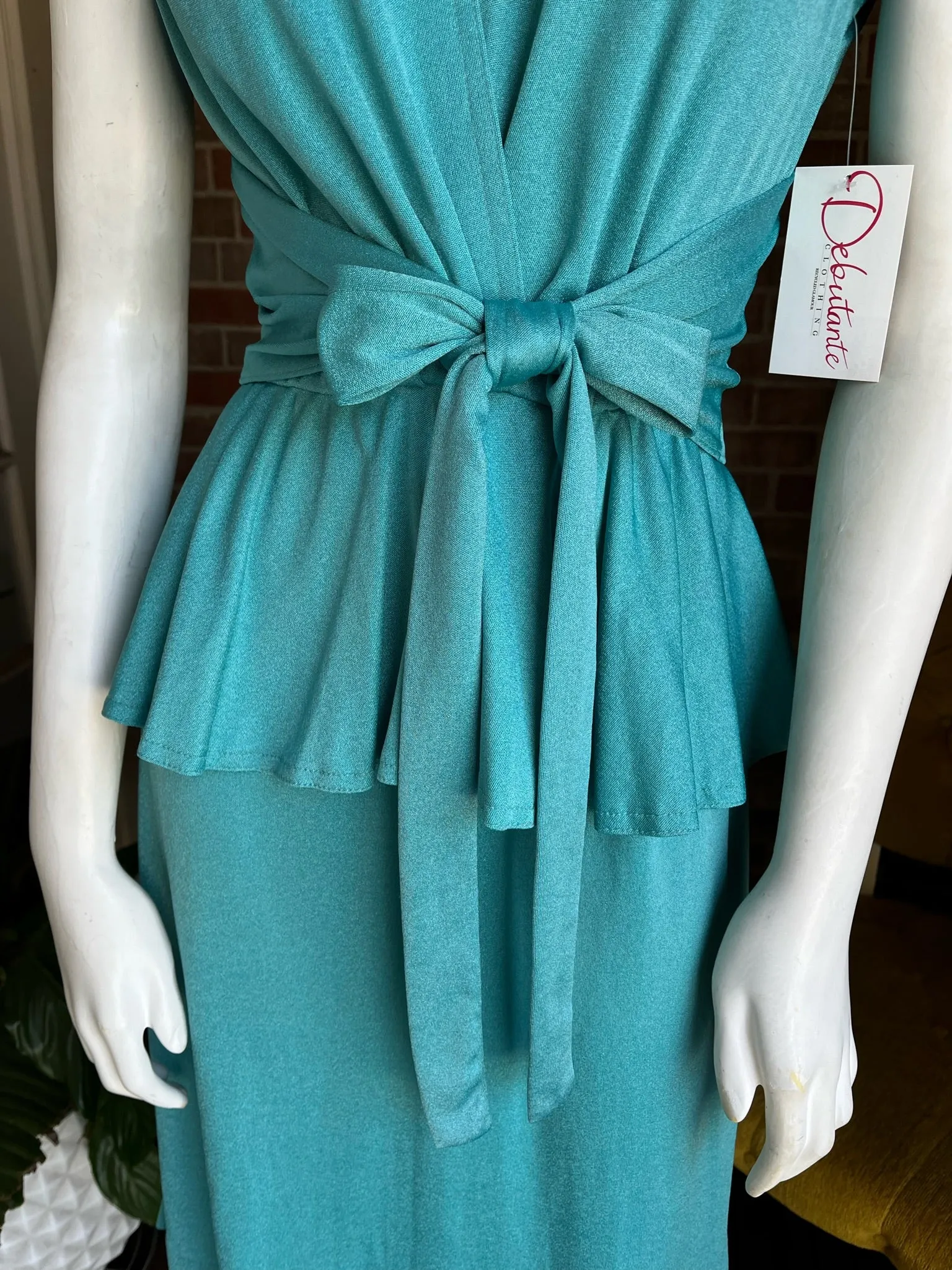 1970s Seafoam Jersey Dress