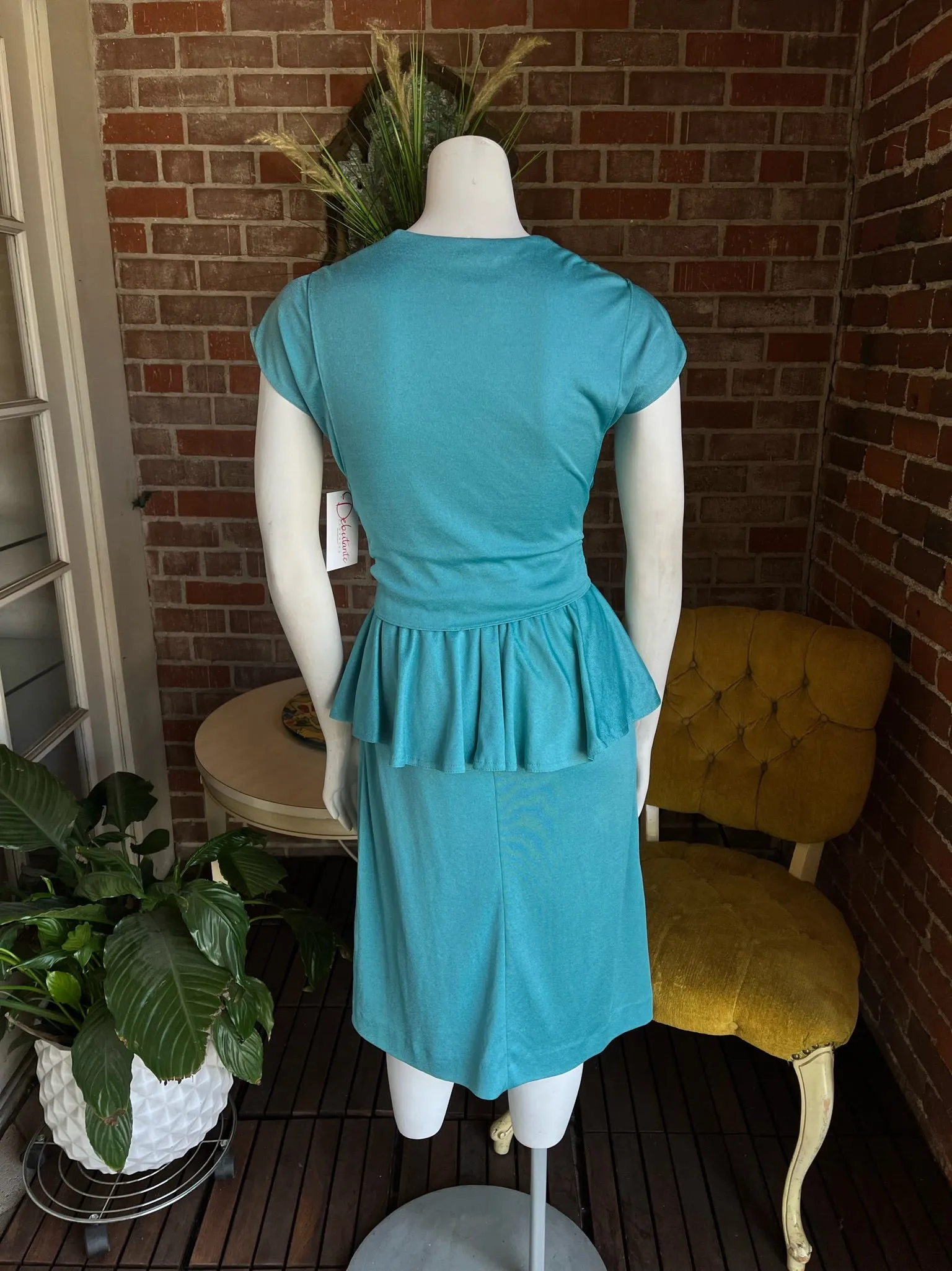 1970s Seafoam Jersey Dress