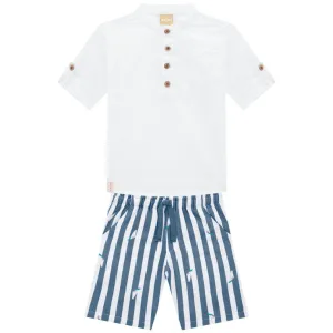 2 Piece Boys Shirt & Striped Shorts