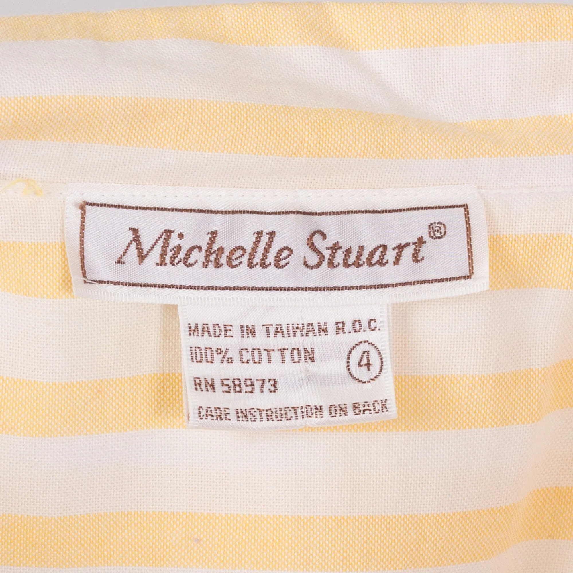 80s Yellow & White Striped Shirtdress - Small