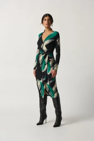 Abstract Print Wrap Dress