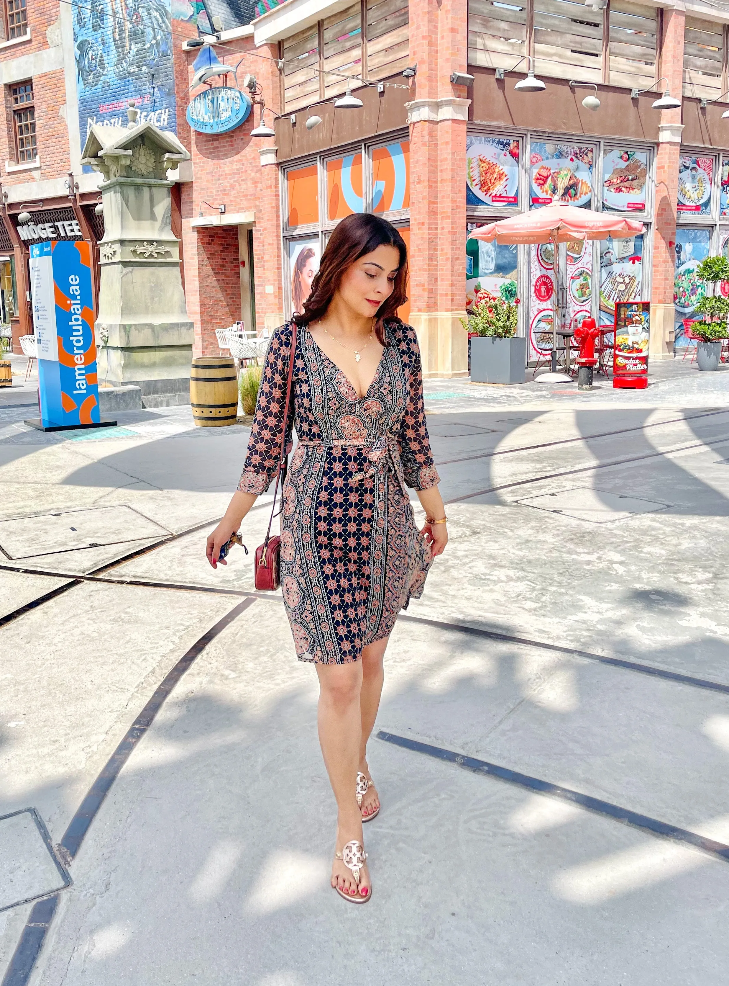 Abstract Print Wrap Dress