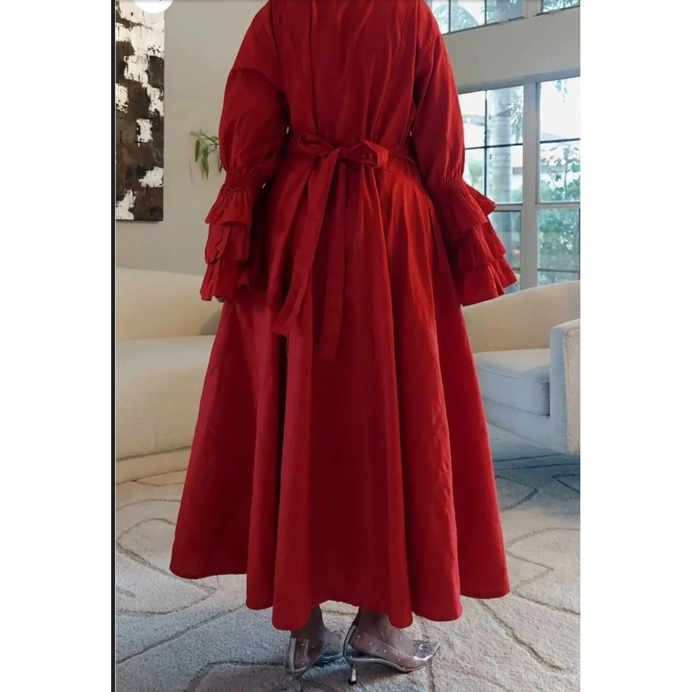 African Print Long Wrap Maxi Dress Ankle Length / Bell Sleeve with Headwrap