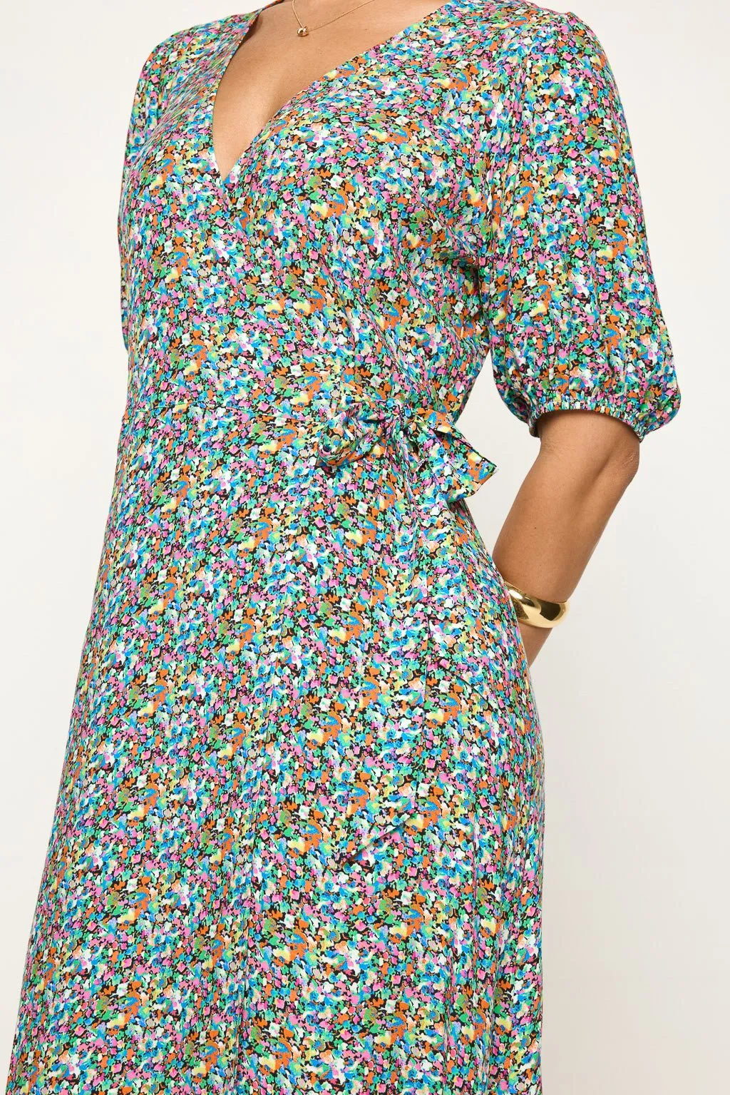 Alexandria Full-Wrap A-Line Midi Dress