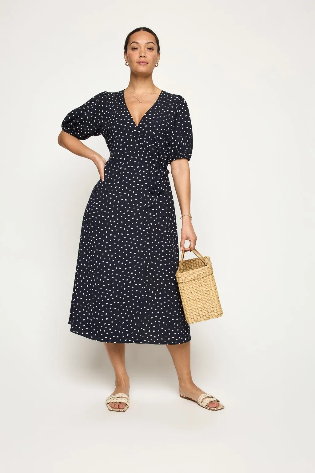 Alexandria Full-Wrap A-Line Midi Dress