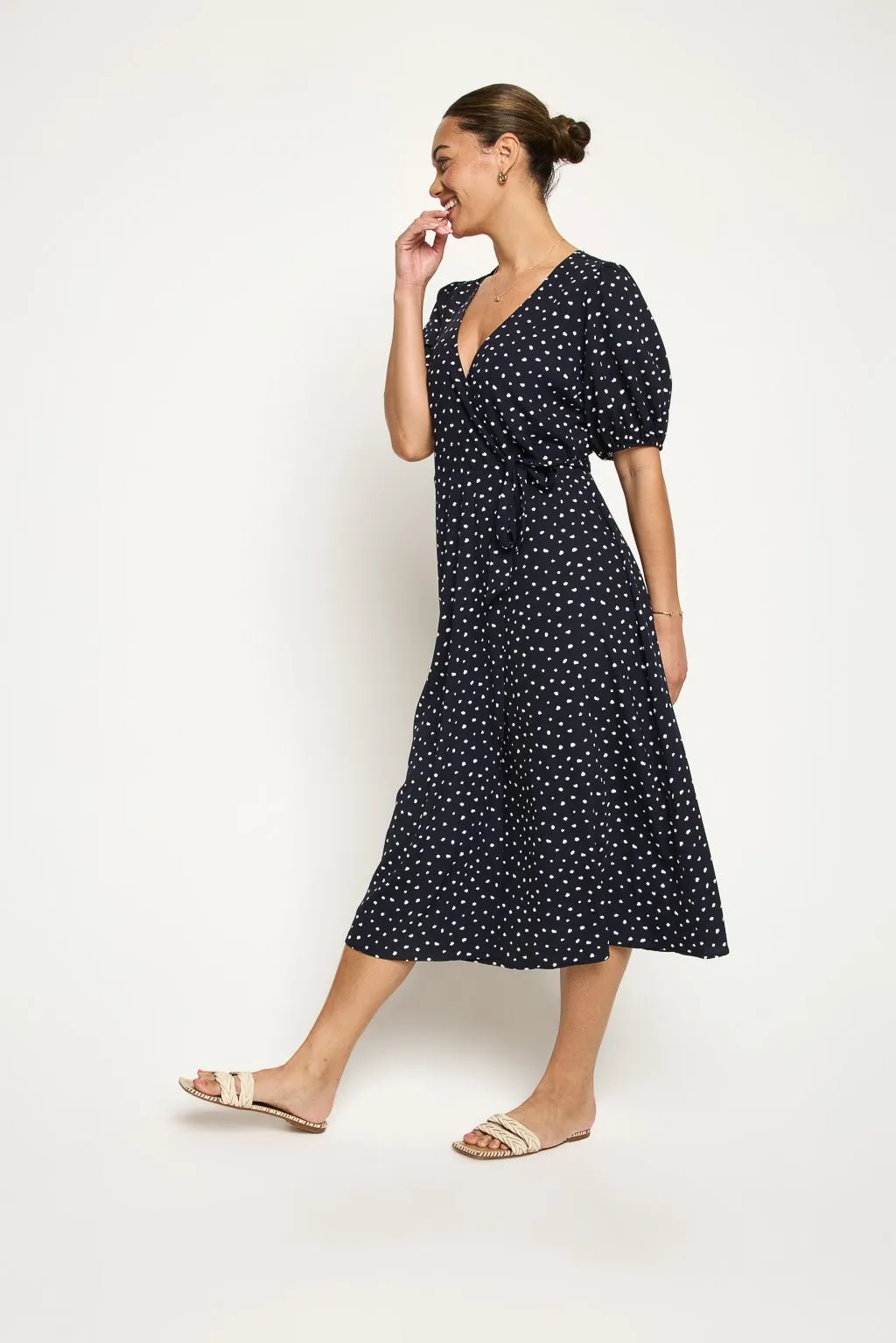 Alexandria Full-Wrap A-Line Midi Dress