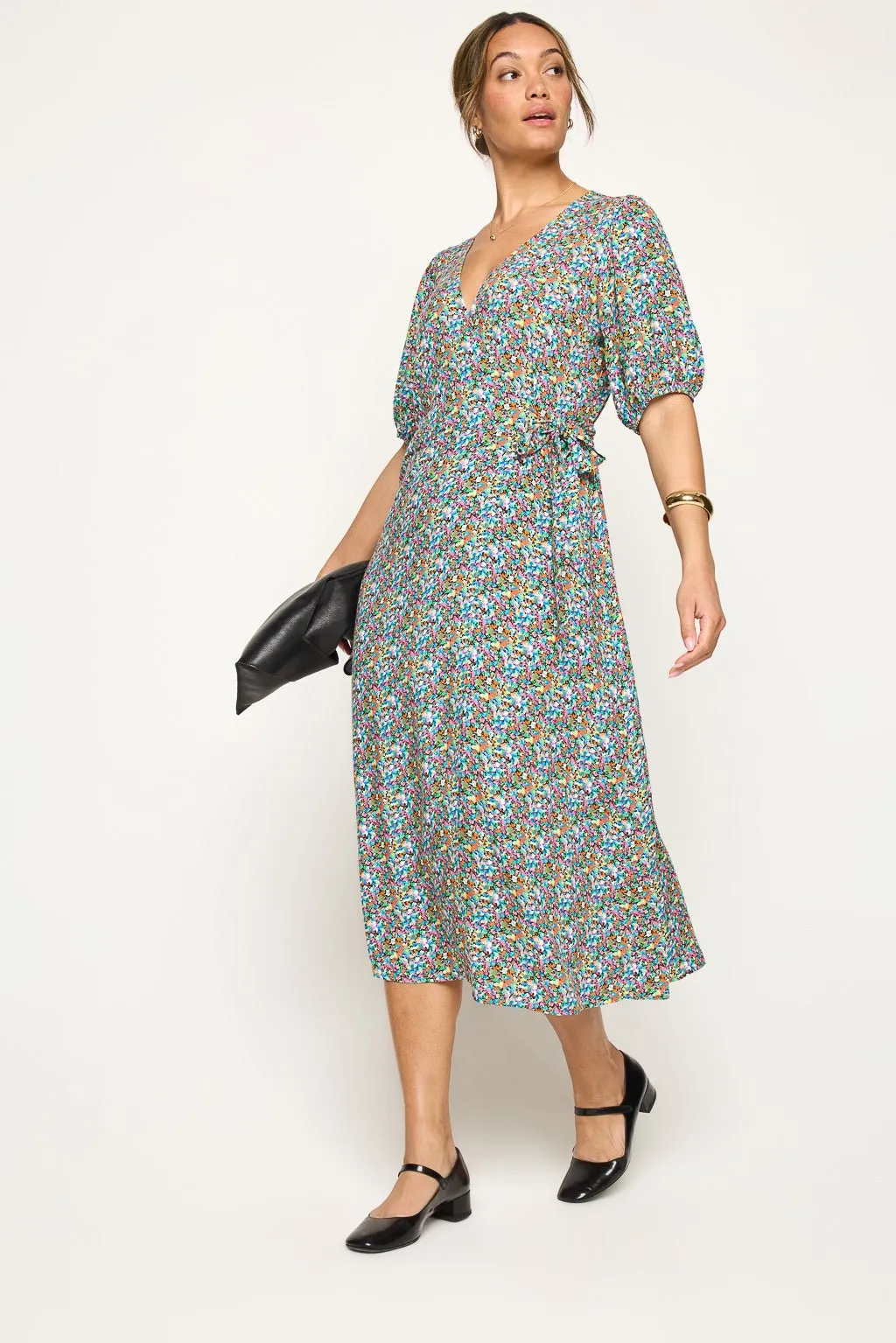 Alexandria Full-Wrap A-Line Midi Dress