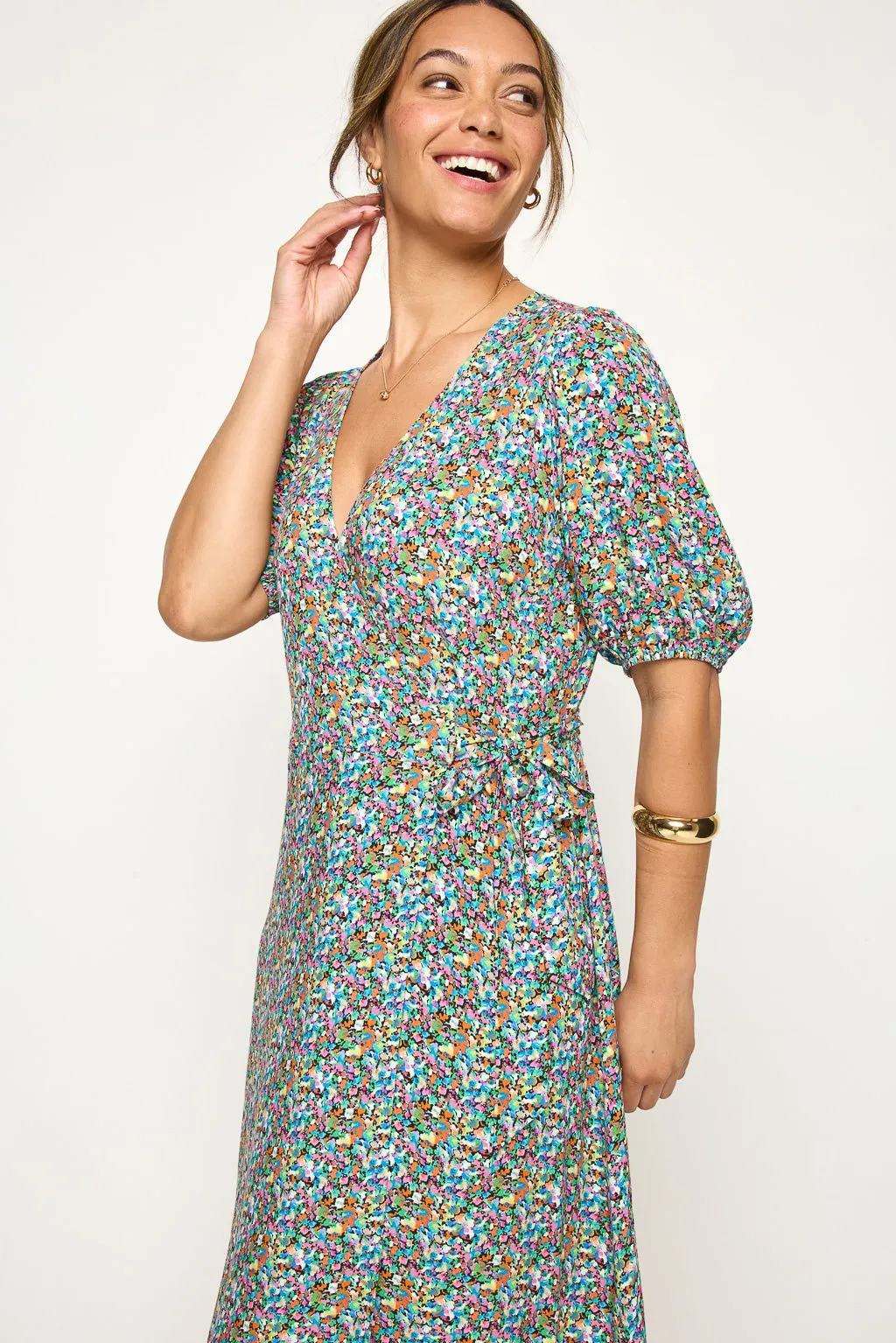 Alexandria Full-Wrap A-Line Midi Dress