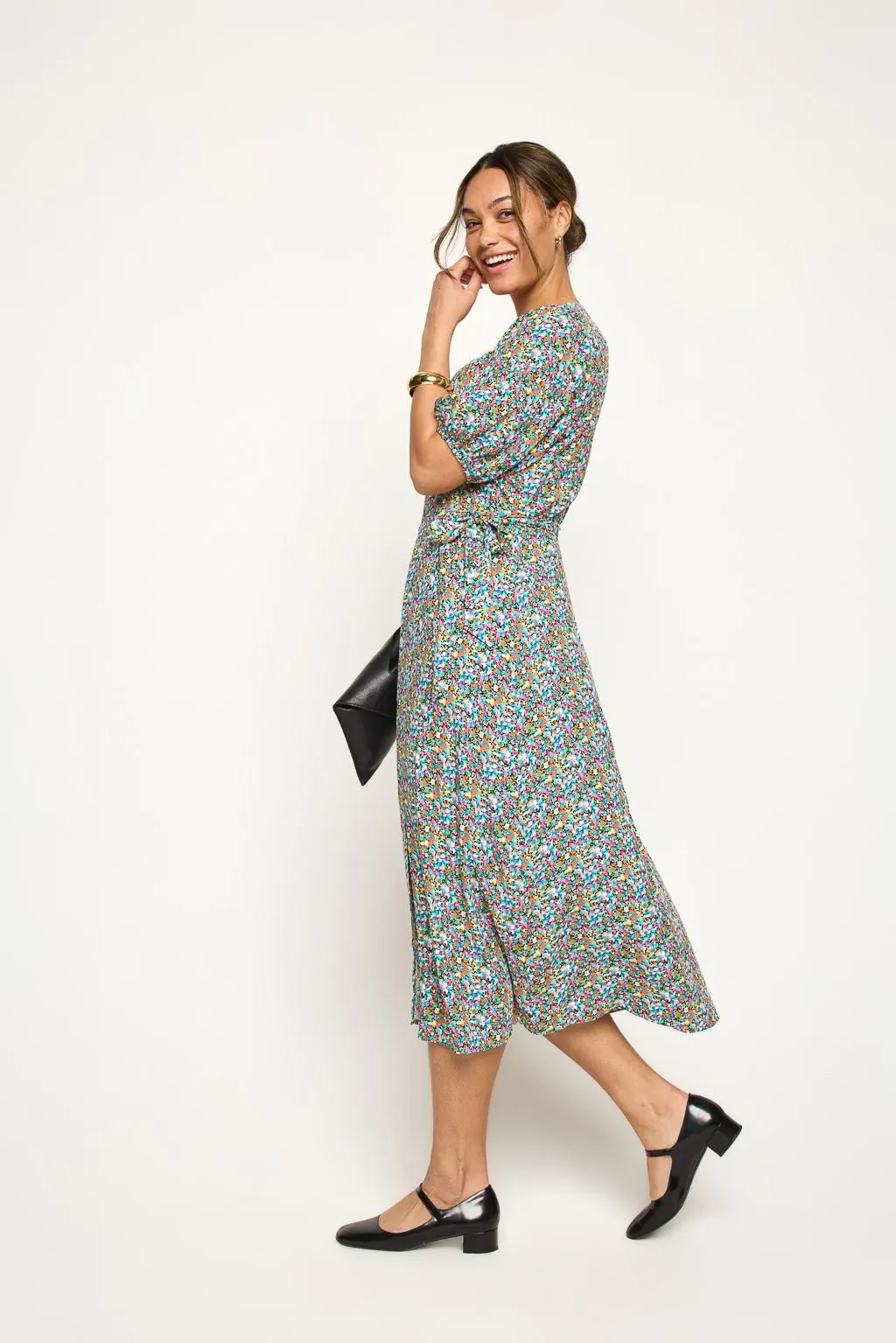 Alexandria Full-Wrap A-Line Midi Dress