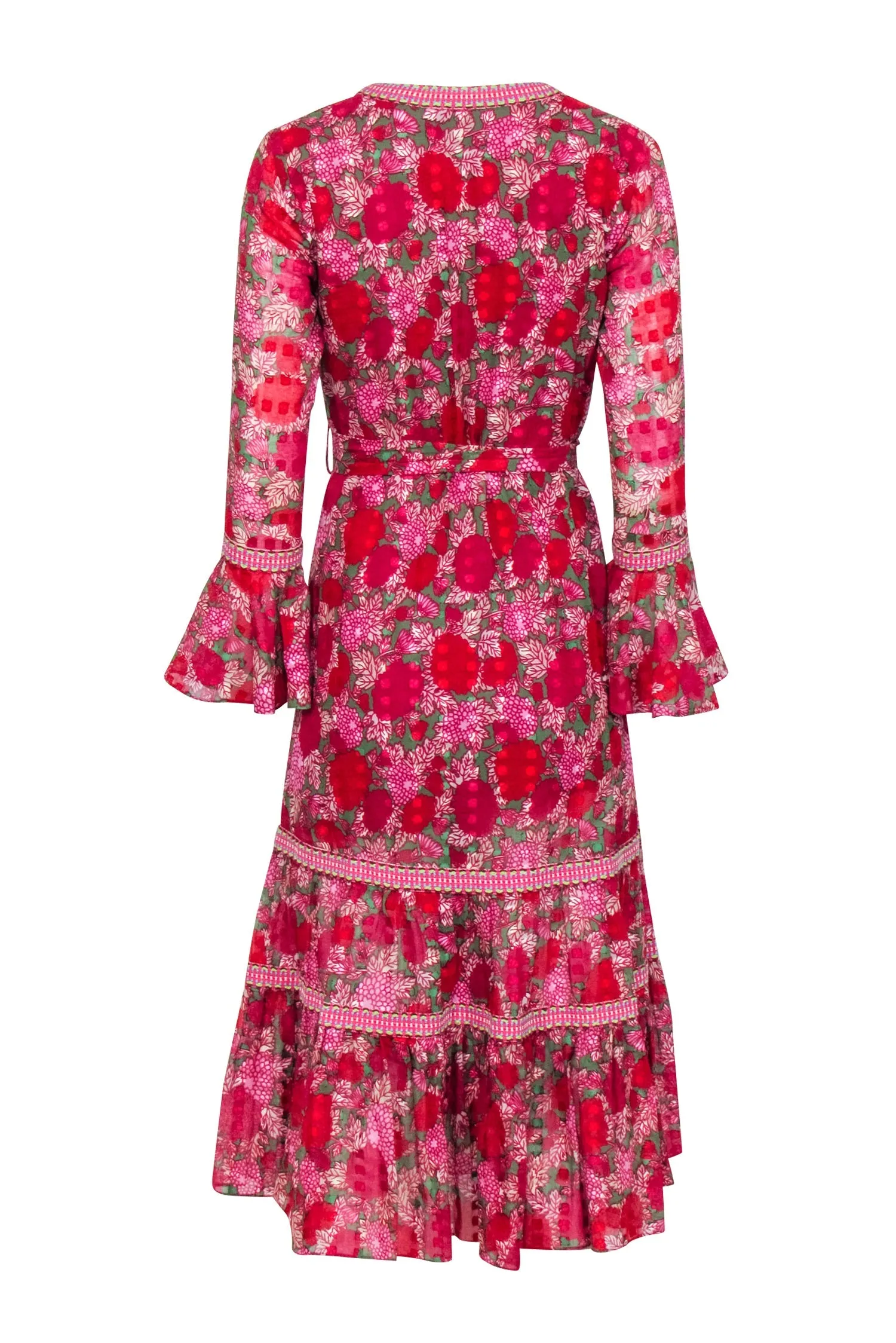 Alexis - Pink & Green Floral Wrap Dress Sz XS