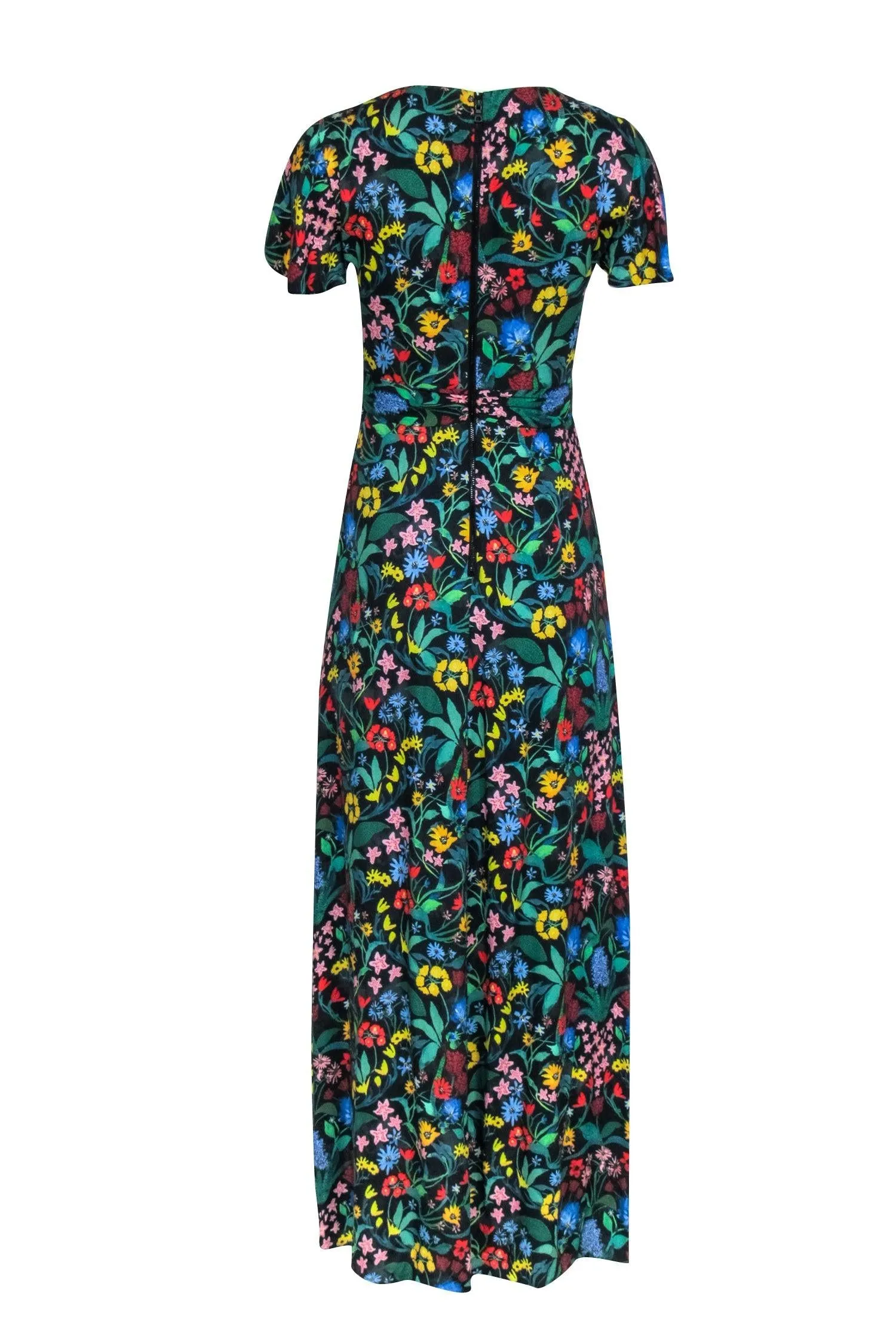 Alice & Olivia - Black & Multi Color Floral Print Hi-Low Wrap Dress Sz 2