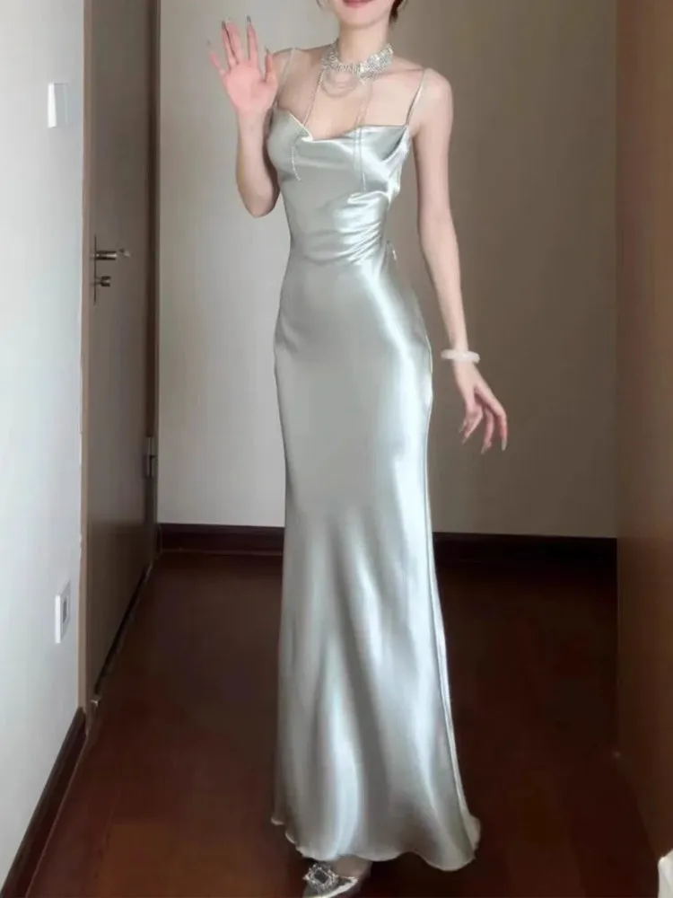 Alina - Graceful Satin Waist Wrap Dress for Women
