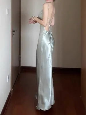 Alina - Graceful Satin Waist Wrap Dress for Women