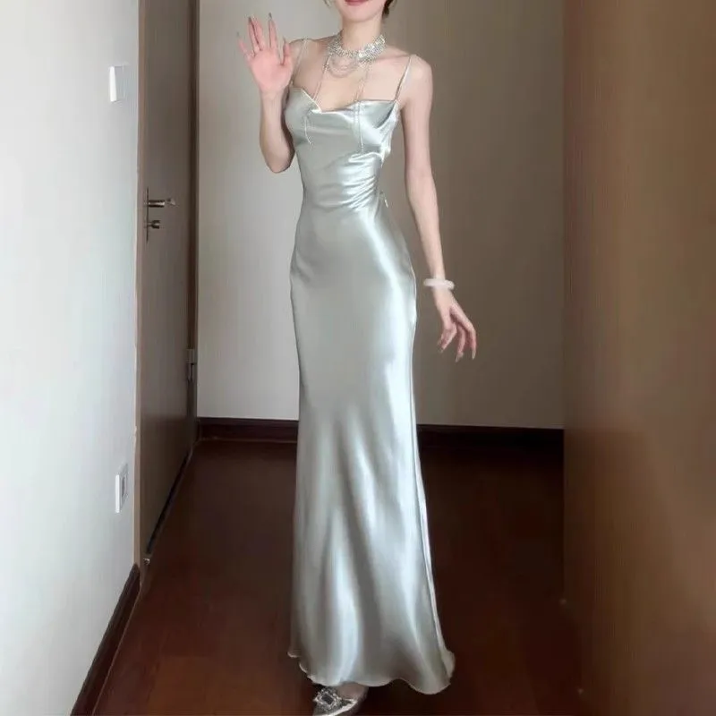 Alina - Graceful Satin Waist Wrap Dress for Women