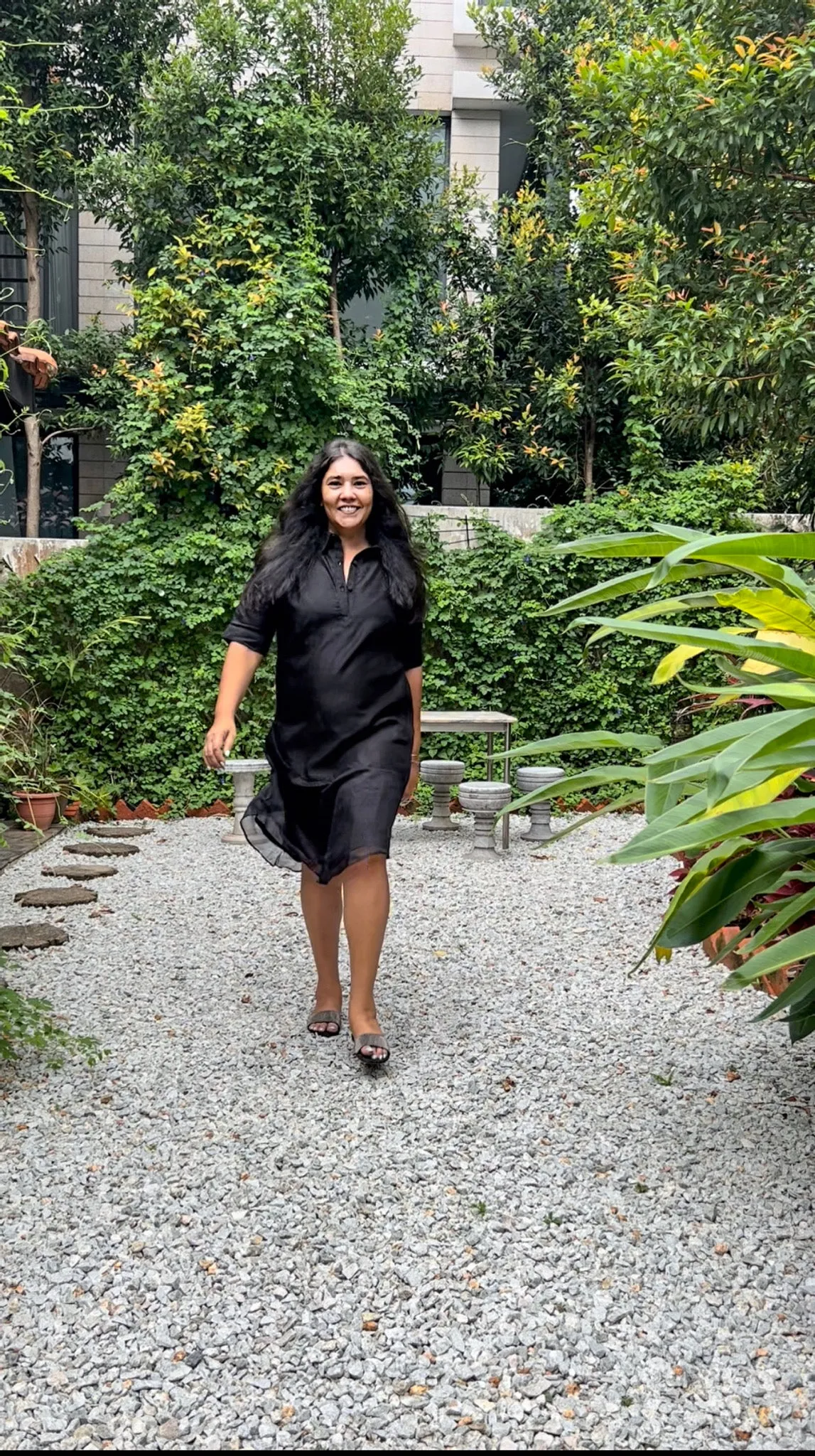 Amrita Freedom Shirt Dress -Black Chanderi Cotton Silk