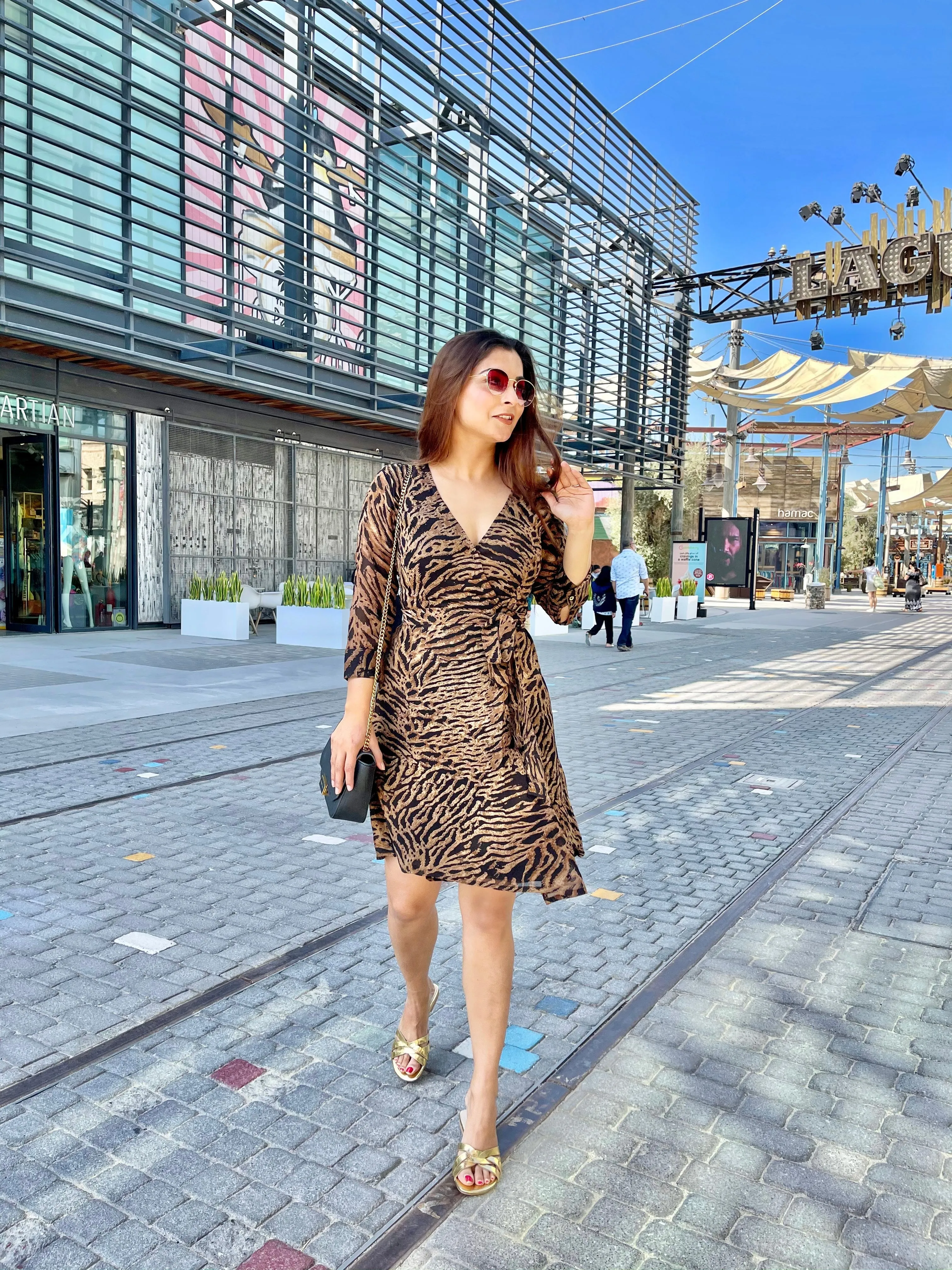Animal Print Wrap Dress