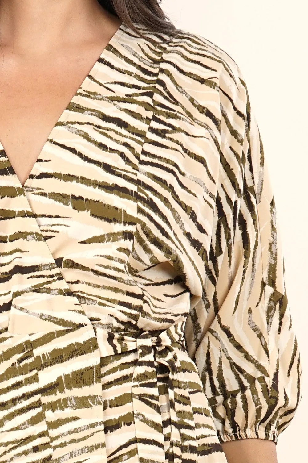 Animal Print Wrap Mini Fall Dress