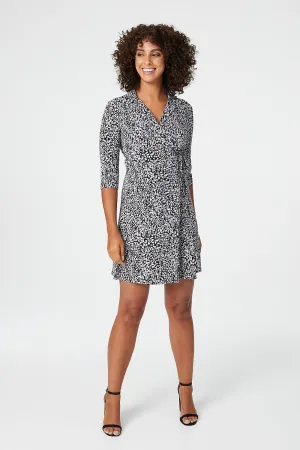 Animal Print Wrap Short Dress