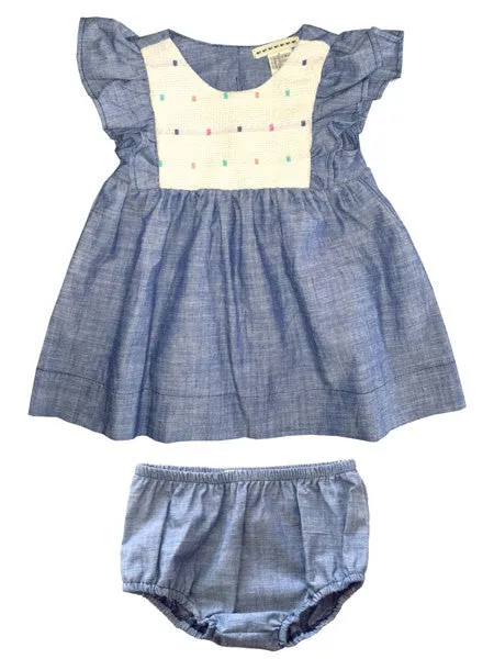 Anthem of the Ants Mia Ruffle Indigo Chambray Baby Girls Dress