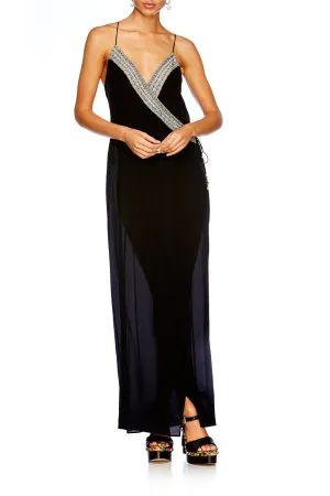 ASYMETRICAL WRAP DRESS BLACK