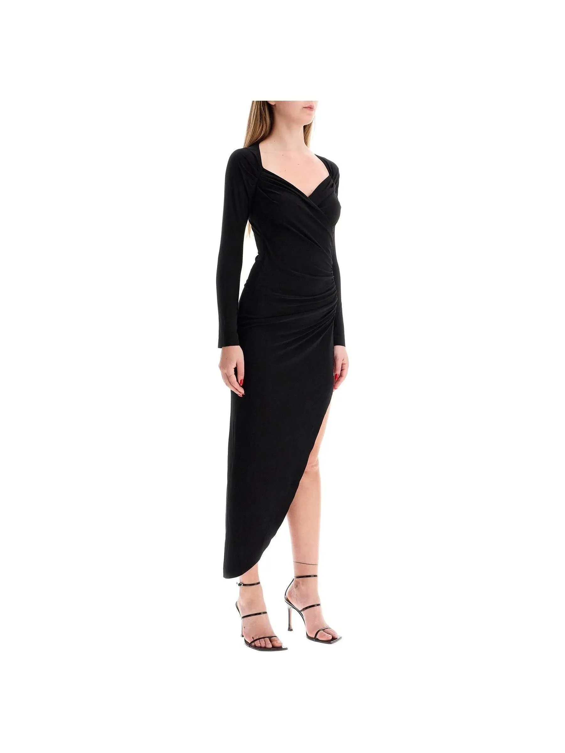 Asymmetric Draped Midi Dress
