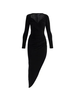 Asymmetric Draped Midi Dress