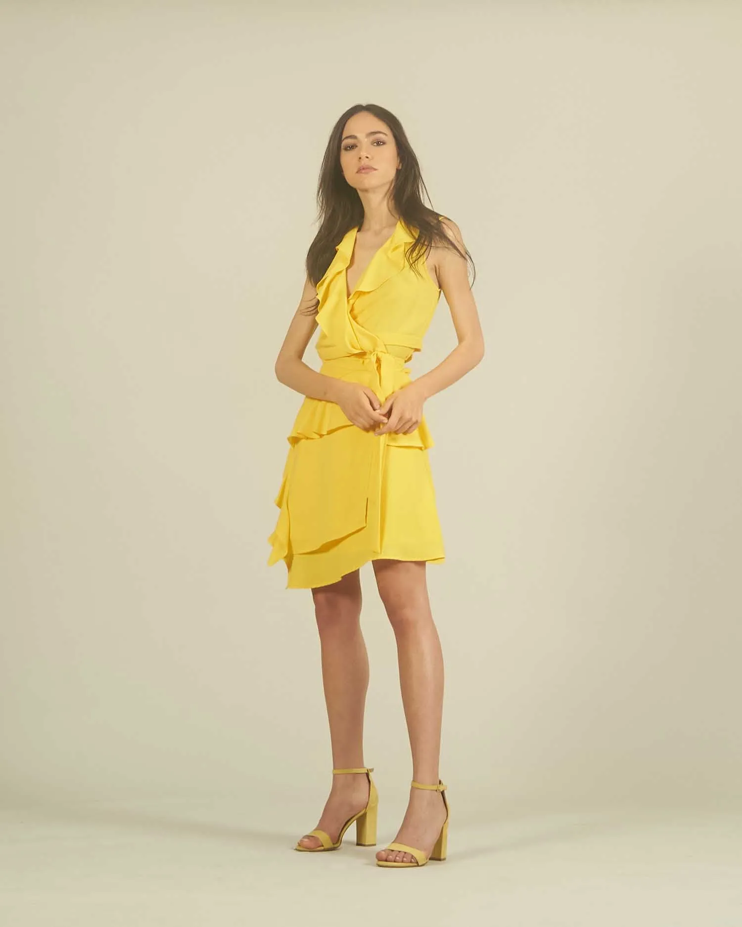 ASYMMETRIC DRESS WITH ROUCHES