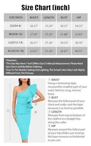 Baosuu Women's Cocktail Dresses One Shoulder Bodycon Dress Ruffle Elegant Wine Red Wedding Guest Bridal Shower Dress