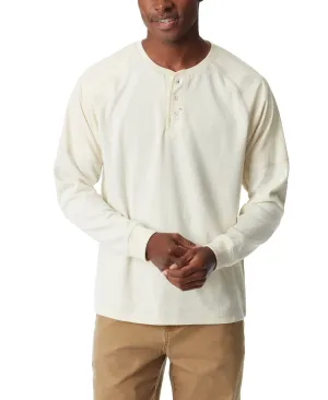 BASS OUTDOOR Mens Thermal Raglan Sleeve Henley Shirt Antique White 2XL