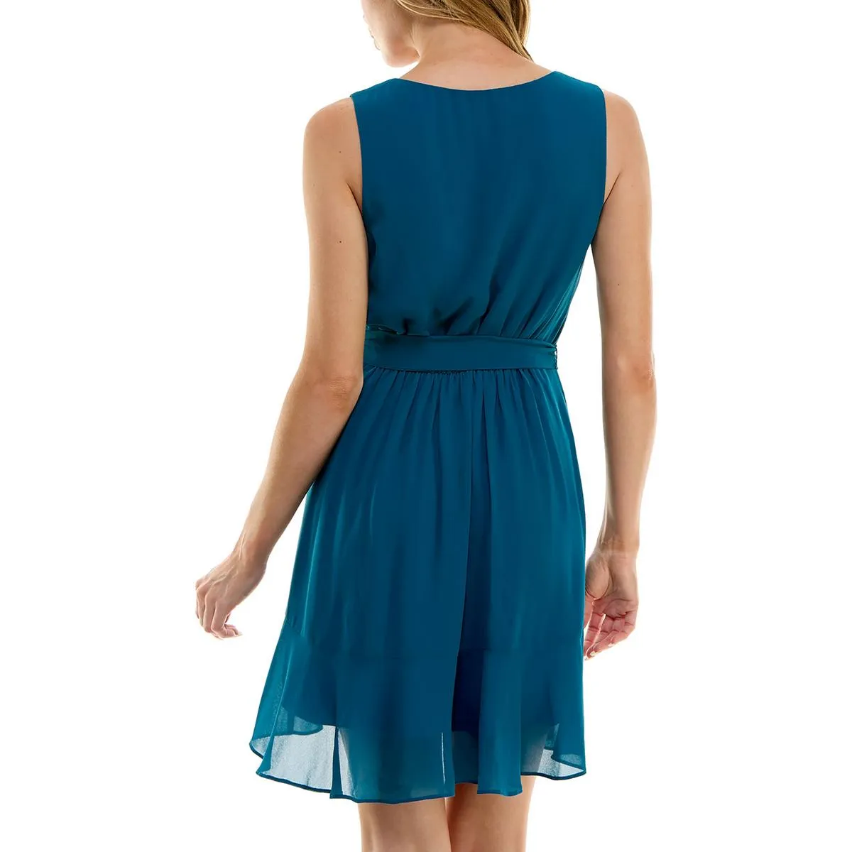 BCX Womens Juniors Sleeveless Mini Wrap Dress