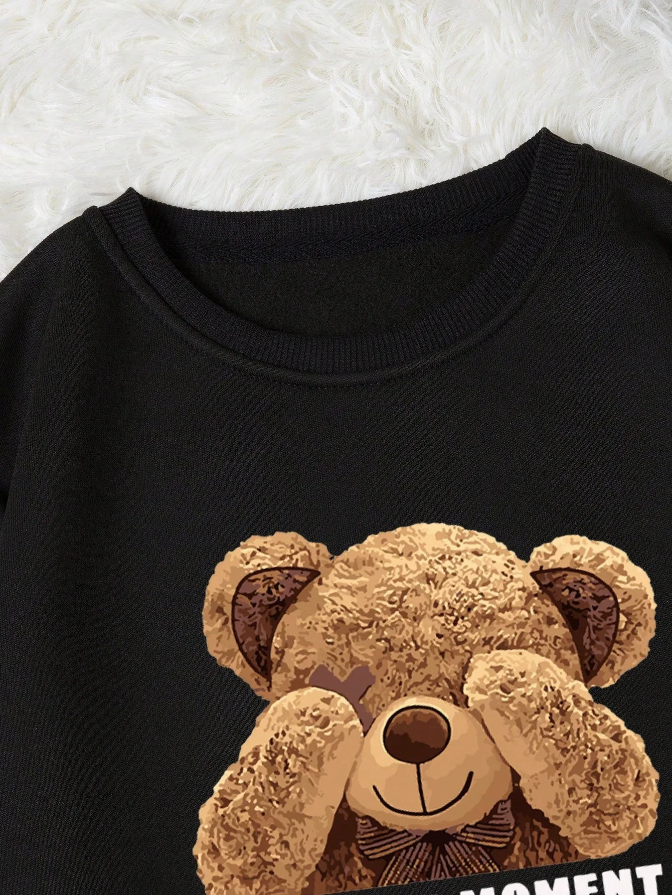 Bear And Letter Graphic Thermal Lined Sweatshirt FW23