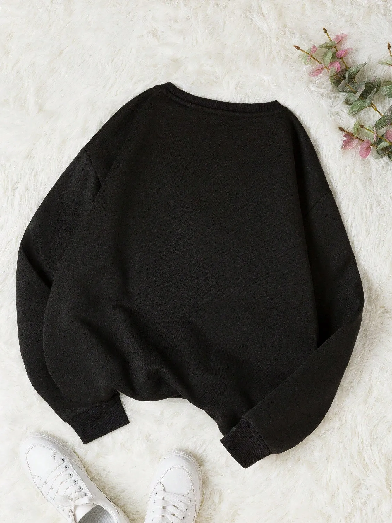 Bear And Letter Graphic Thermal Lined Sweatshirt FW23