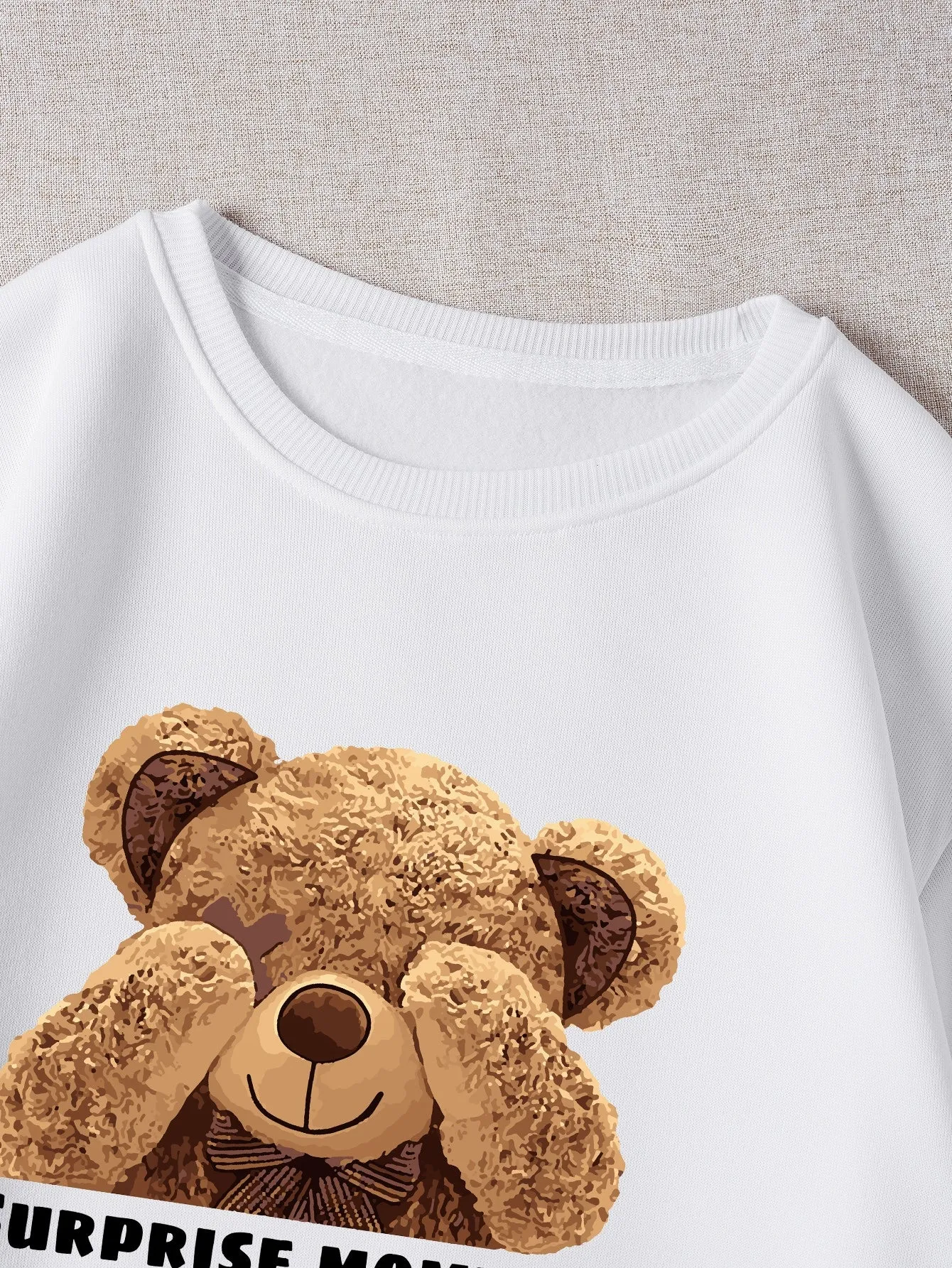 Bear And Letter Graphic Thermal Lined Sweatshirt FW23