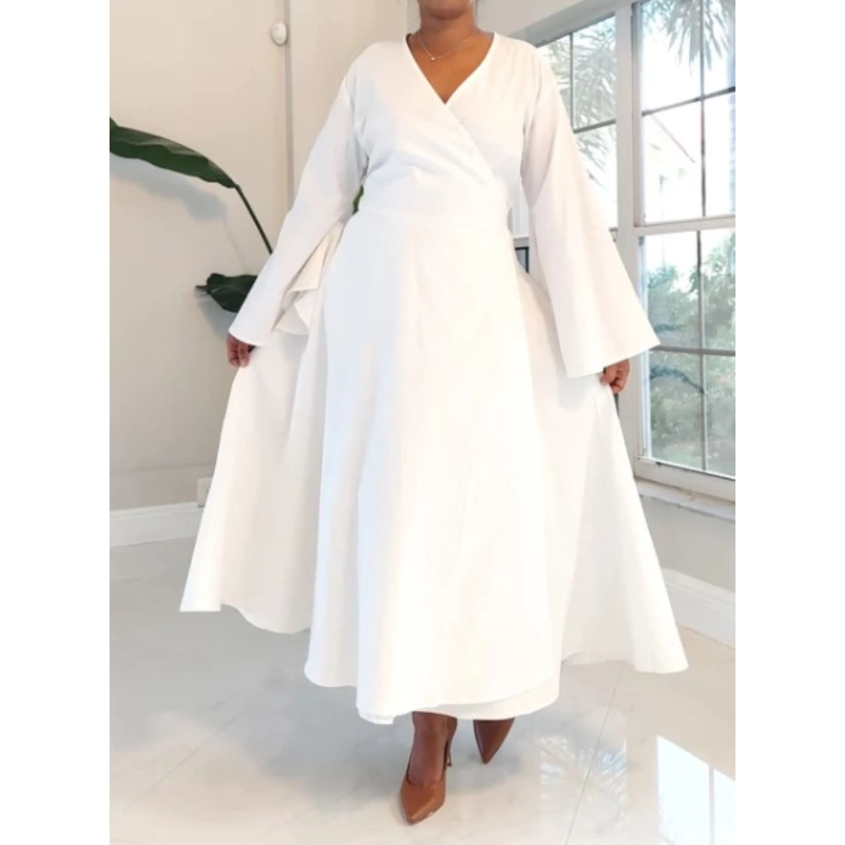 Bell Sleeve Maxi Wrap Dress