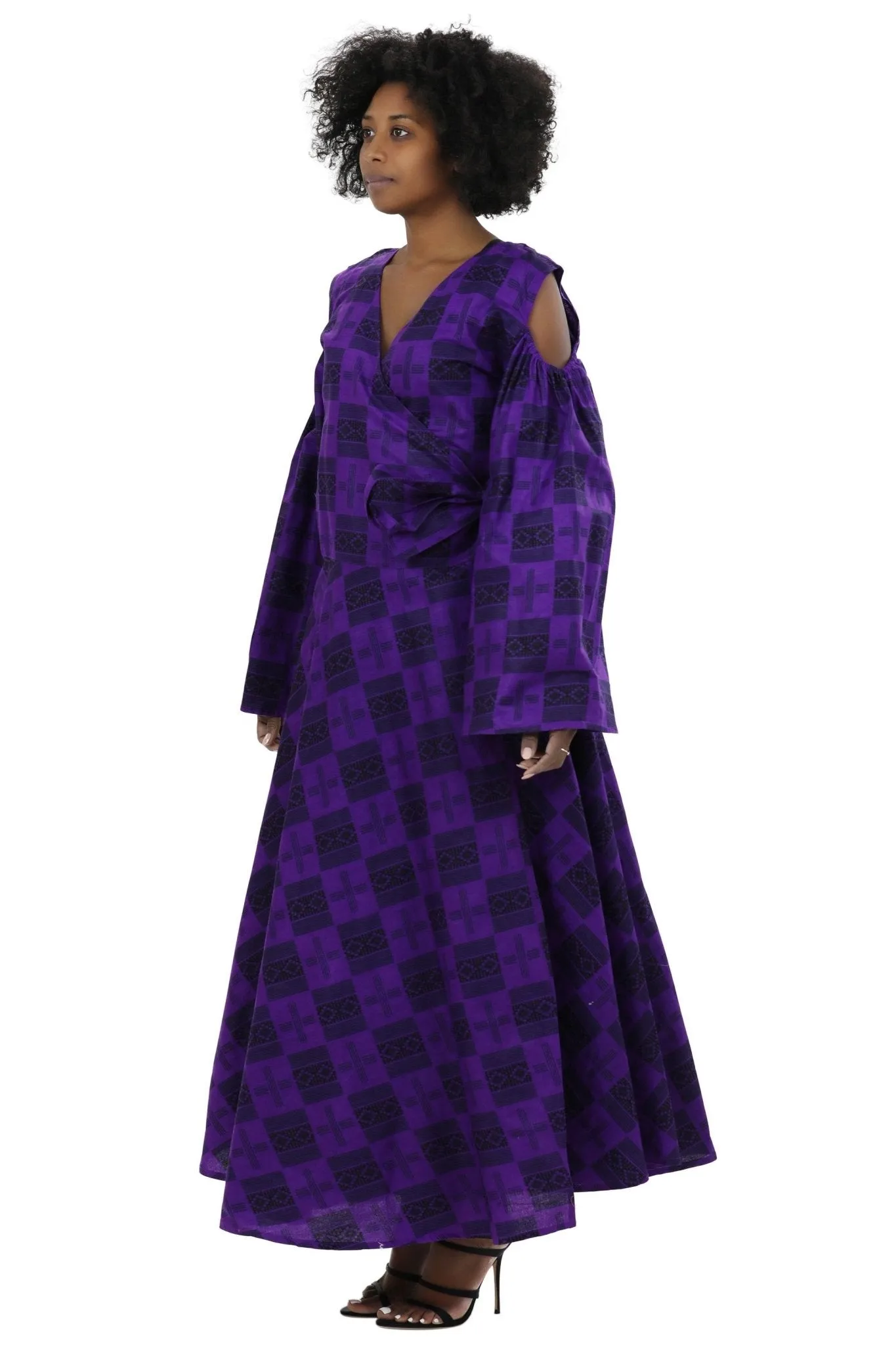Bell Sleeves African Print Wrap Dress 1918