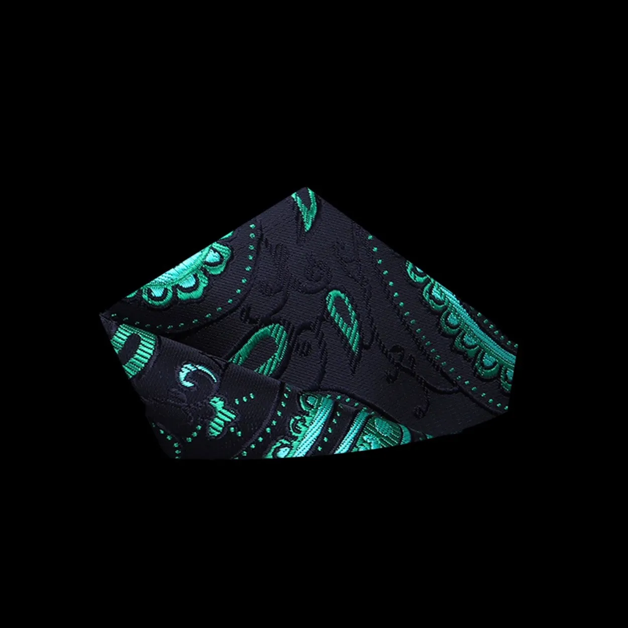 Black and Green Paisley Pocket Square
