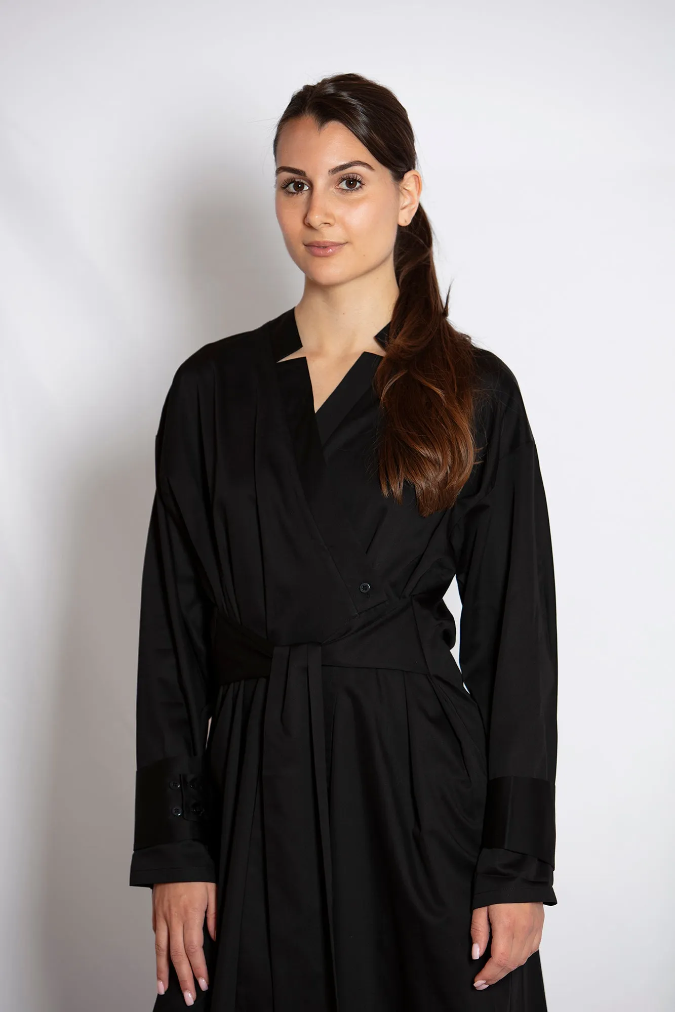 Black Cotton Midi Dress