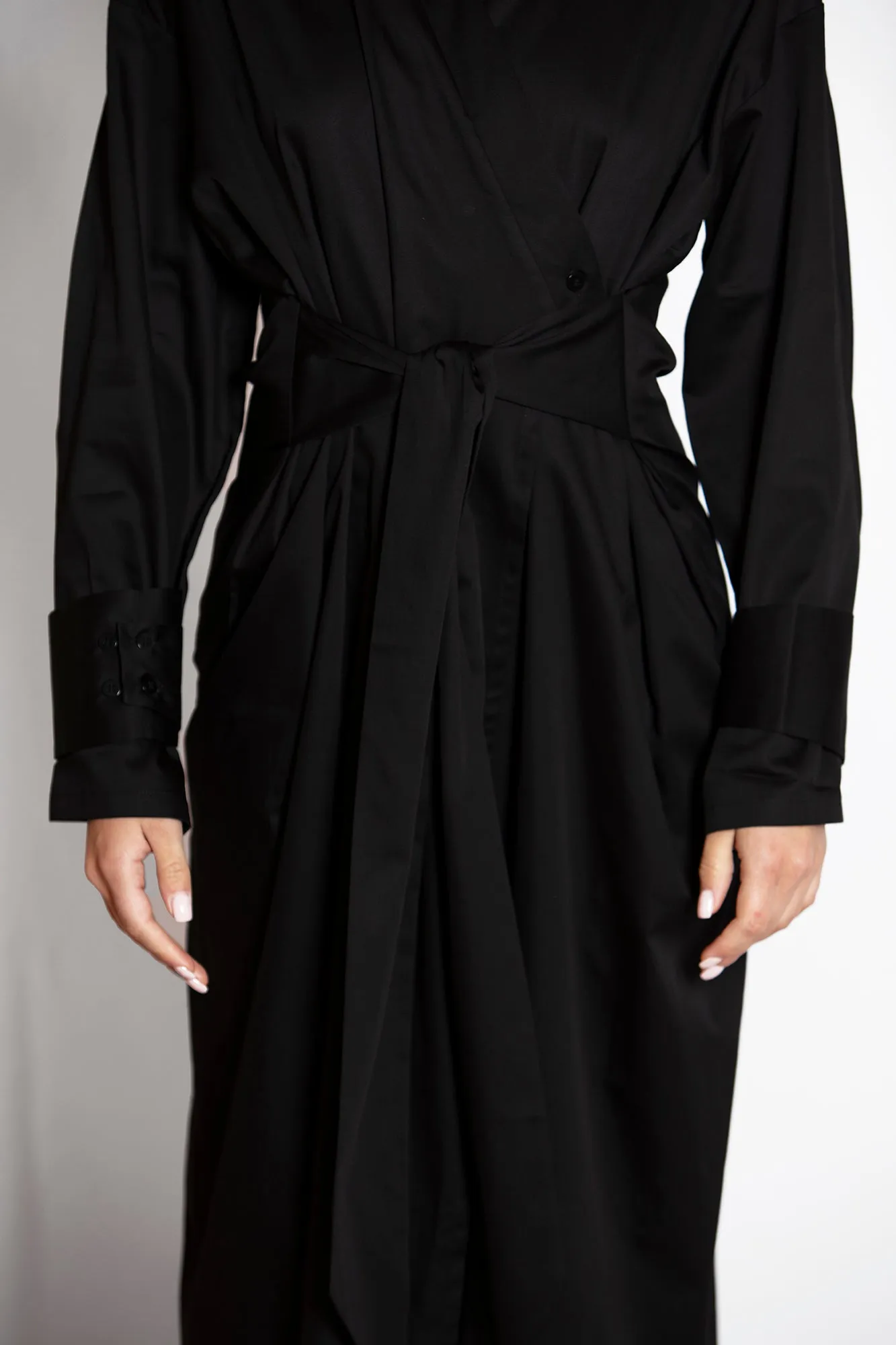 Black Cotton Midi Dress