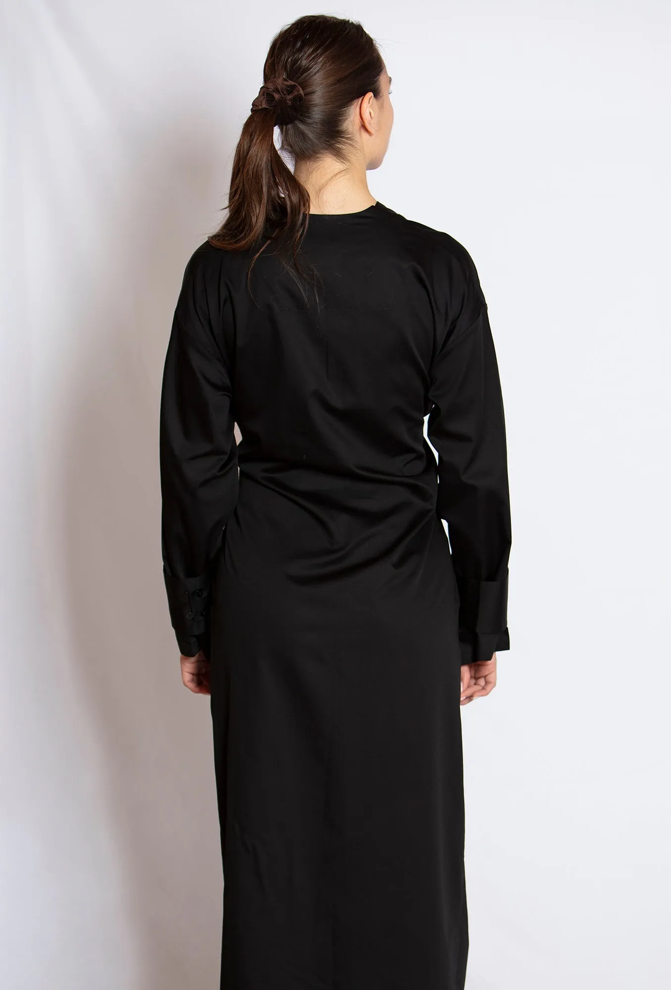 Black Cotton Midi Dress