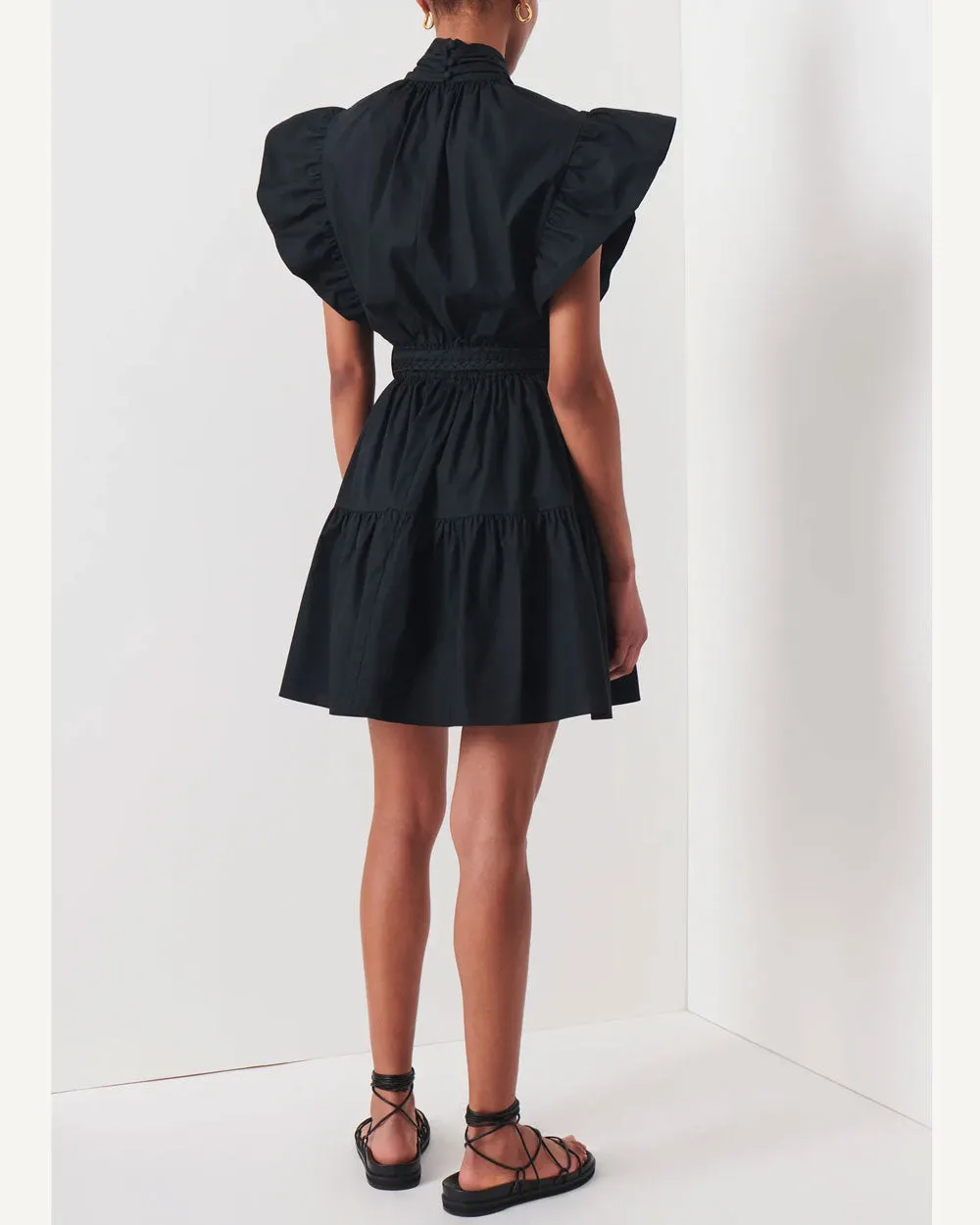 Black Finn Ruffle Wrap Dress