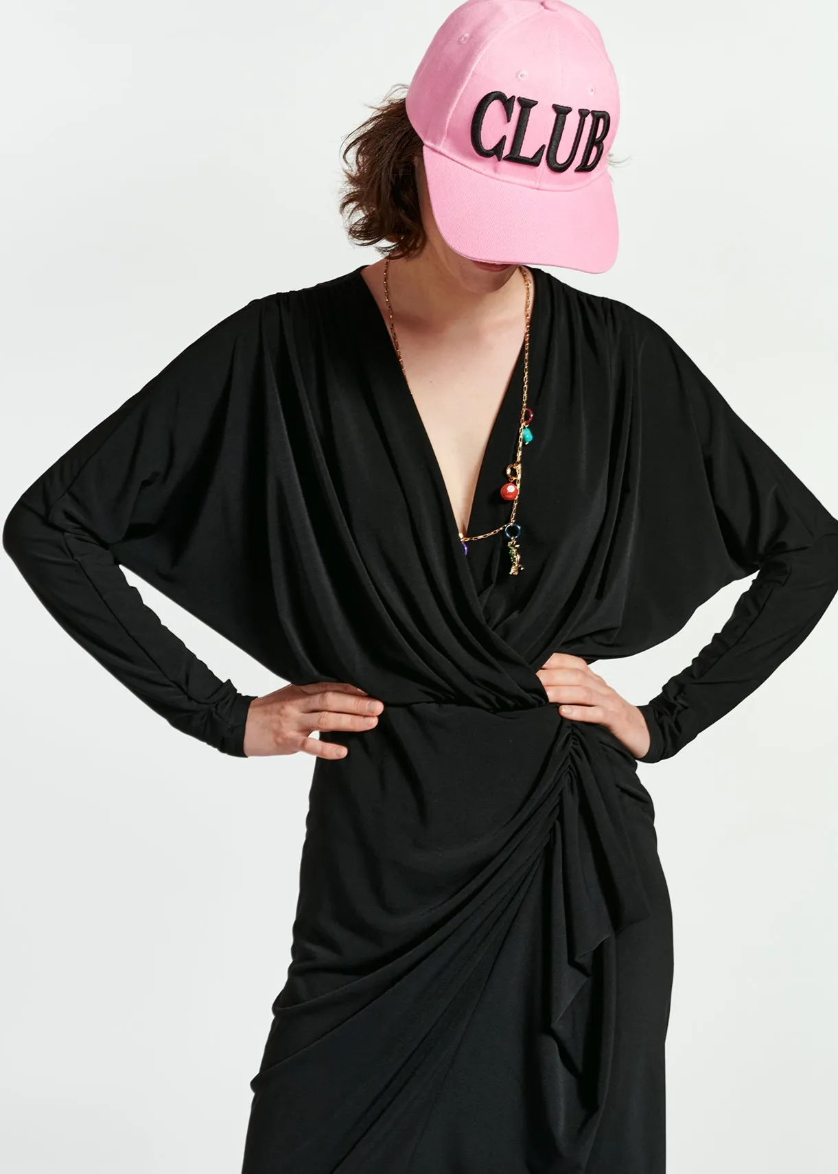 Black fitted wrap dress