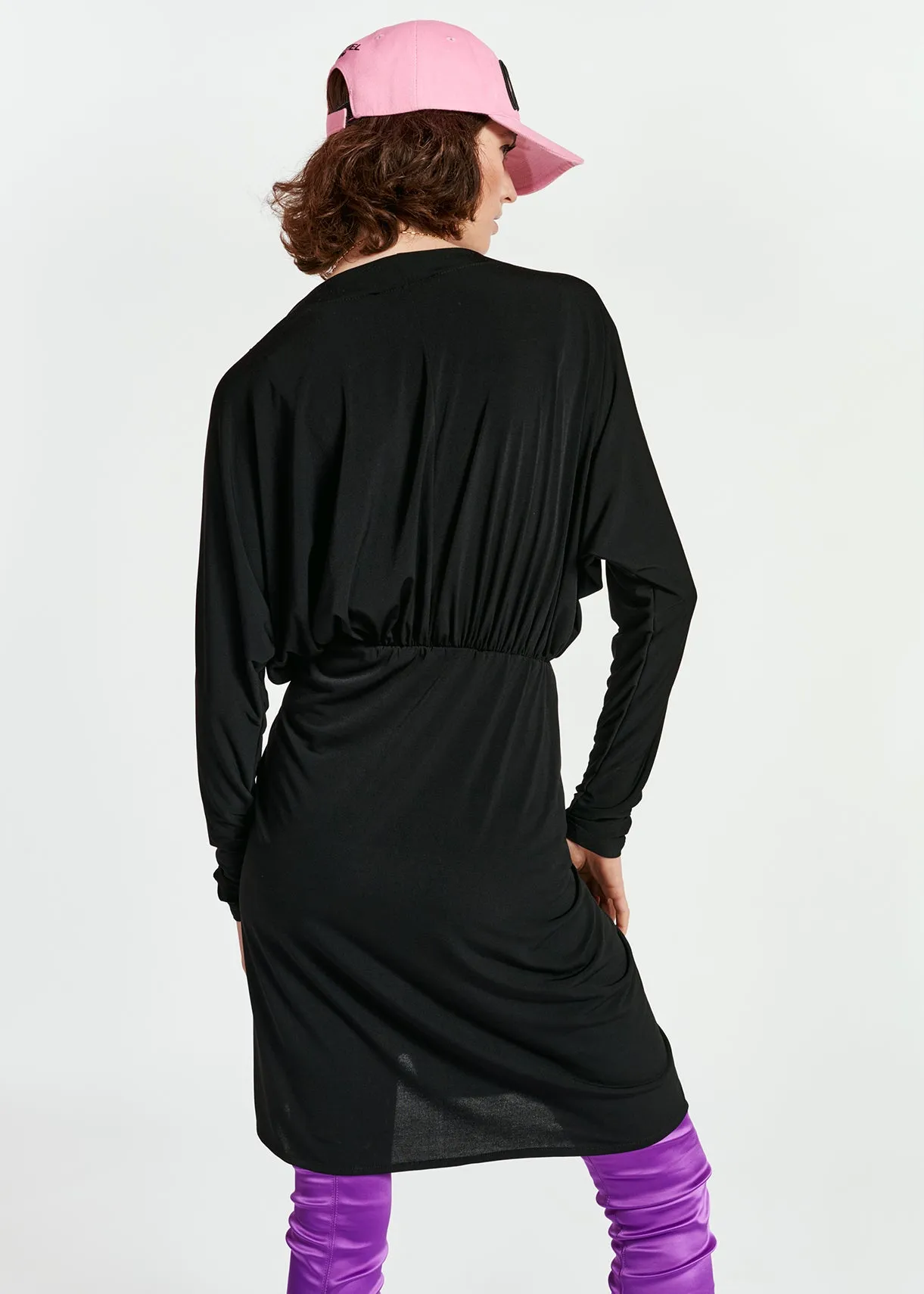 Black fitted wrap dress