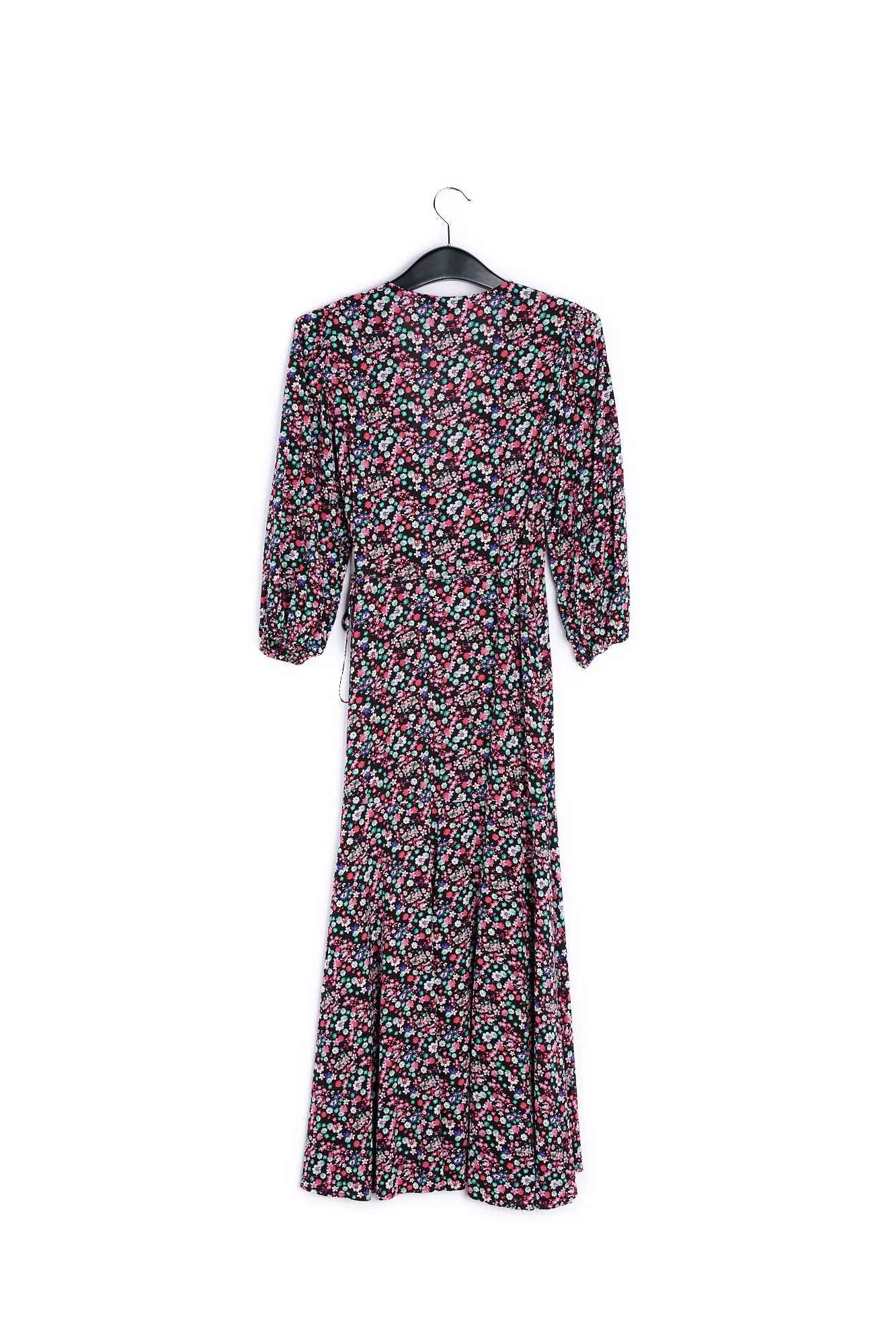 Black floral-print wrap maxi dress