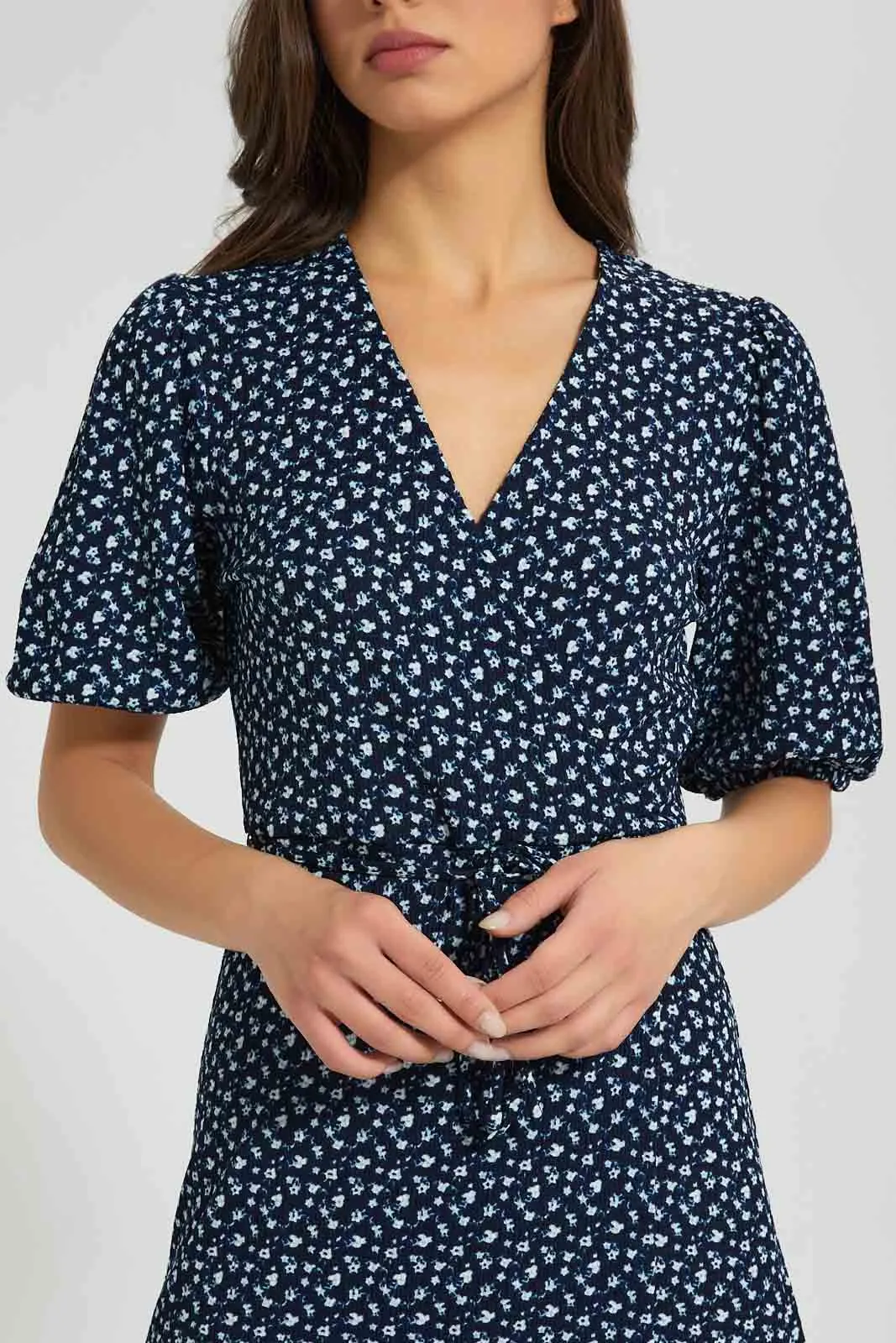 Black Floral Wrap Dress