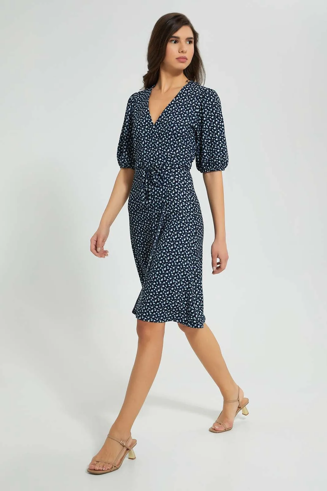 Black Floral Wrap Dress