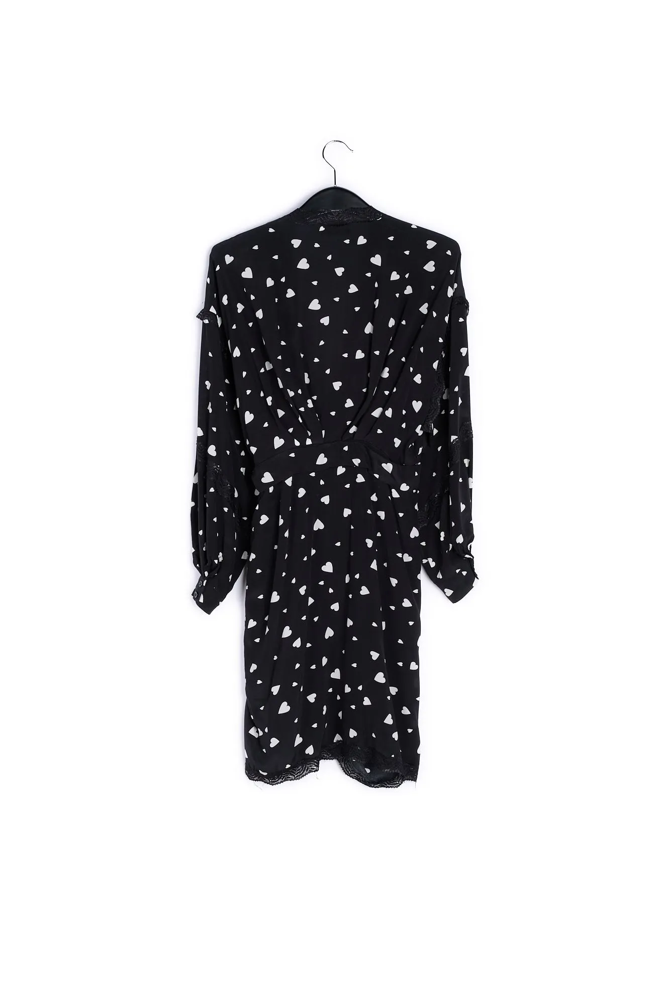 Black heart-print mini wrap dress
