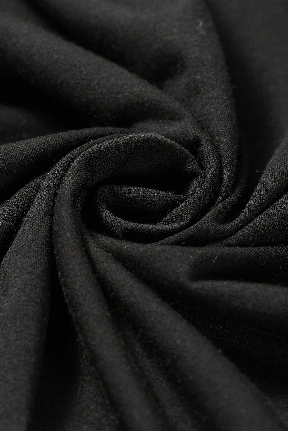 Black Notched Neck Puff Sleeve Pleated T Shirt Dress