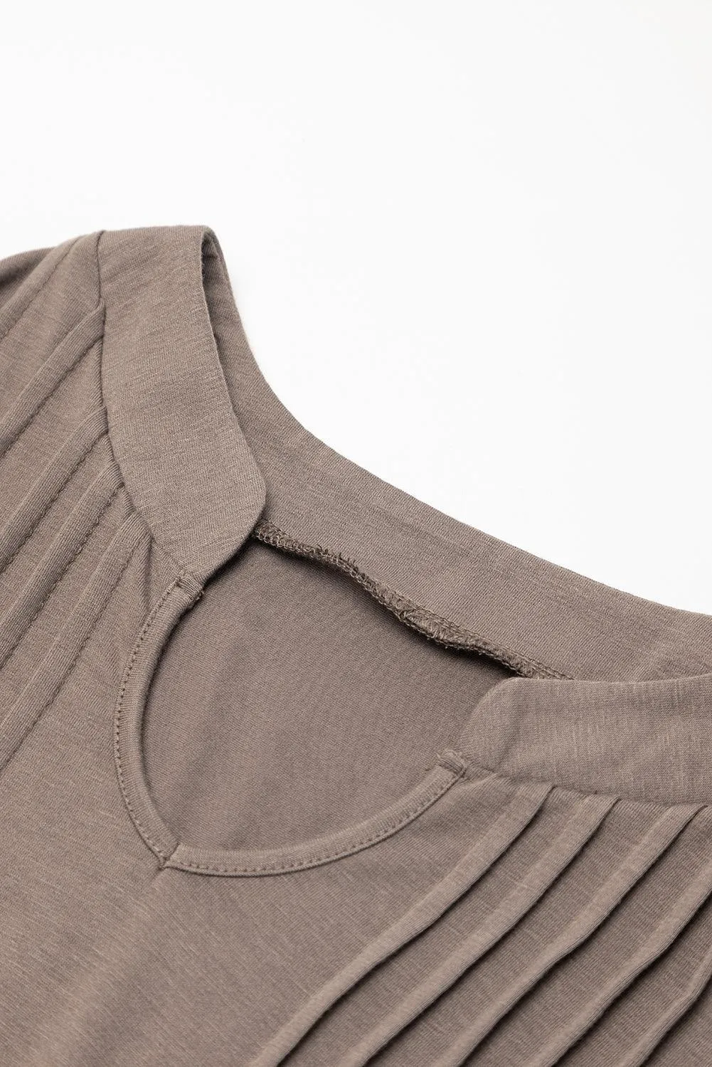 Black Notched Neck Puff Sleeve Pleated T Shirt Dress