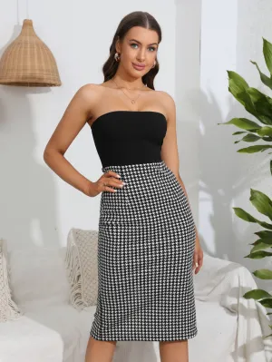 Black Plaid Wrap Dress